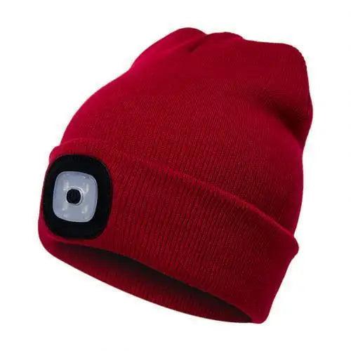 Unisex Fashion LED Light Knitted Hat For Men Women Trendy Elastic Beanie Cap Headlamp Winter Knit Lighted Headlight Headlamp Cap Stevvex