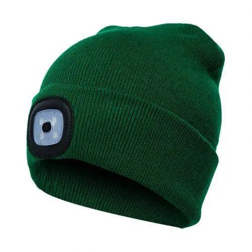 Unisex Fashion LED Light Knitted Hat For Men Women Trendy Elastic Beanie Cap Headlamp Winter Knit Lighted Headlight Headlamp Cap Stevvex