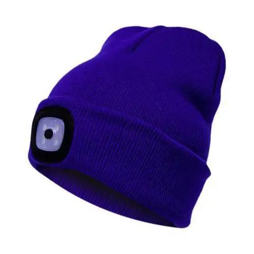 Unisex Fashion LED Light Knitted Hat For Men Women Trendy Elastic Beanie Cap Headlamp Winter Knit Lighted Headlight Headlamp Cap Stevvex