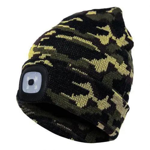 Unisex Fashion LED Light Knitted Hat For Men Women Trendy Elastic Beanie Cap Headlamp Winter Knit Lighted Headlight Headlamp Cap Stevvex