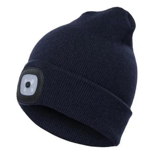 Unisex Fashion LED Light Knitted Hat For Men Women Trendy Elastic Beanie Cap Headlamp Winter Knit Lighted Headlight Headlamp Cap Stevvex