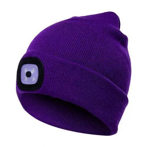 Unisex Fashion LED Light Knitted Hat For Men Women Trendy Elastic Beanie Cap Headlamp Winter Knit Lighted Headlight Headlamp Cap Stevvex