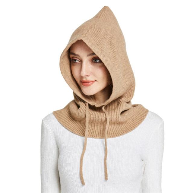 Unisex Knit Scarf Hood Hat Winter Women Cashmere Beanie Bonnet Lady Wool Neck Protect Balaclava Skellies Men Hooded Fashion Balaclava Shawl Women Winter Hat Soft Knitted Hooded Neck Collar Cap Beanie Hat Warm Scarf Unisex Bonnet Hooded Sc Stevvex