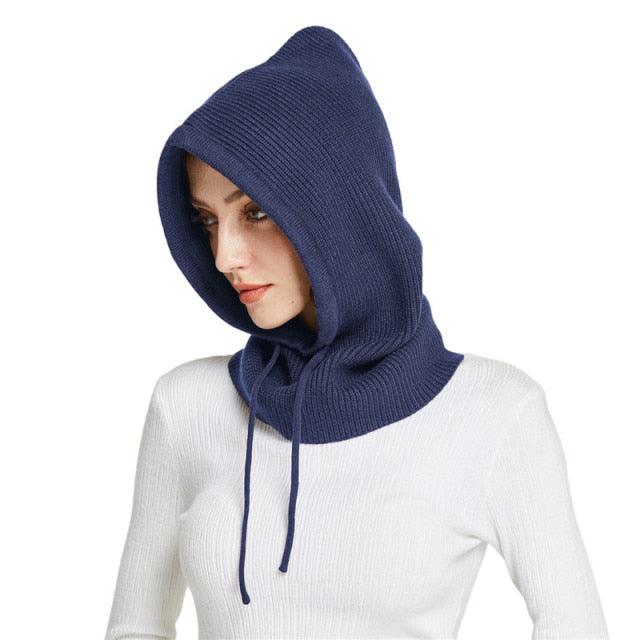 Unisex Knit Scarf Hood Hat Winter Women Cashmere Beanie Bonnet Lady Wool Neck Protect Balaclava Skellies Men Hooded Fashion Balaclava Shawl Women Winter Hat Soft Knitted Hooded Neck Collar Cap Beanie Hat Warm Scarf Unisex Bonnet Hooded Sc Stevvex