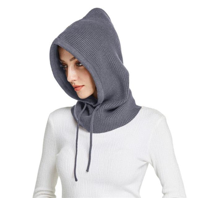 Unisex Knit Scarf Hood Hat Winter Women Cashmere Beanie Bonnet Lady Wool Neck Protect Balaclava Skellies Men Hooded Fashion Balaclava Shawl Women Winter Hat Soft Knitted Hooded Neck Collar Cap Beanie Hat Warm Scarf Unisex Bonnet Hooded Sc Stevvex