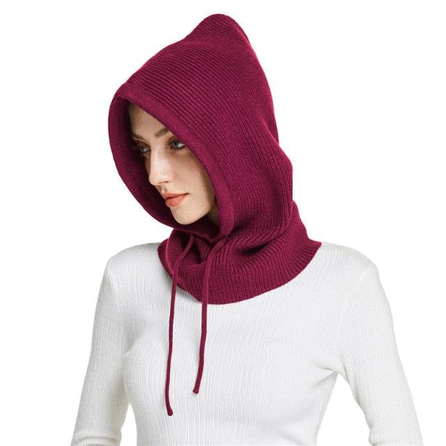 Unisex Knit Scarf Hood Hat Winter Women Cashmere Beanie Bonnet Lady Wool Neck Protect Balaclava Skellies Men Hooded Fashion Balaclava Shawl Women Winter Hat Soft Knitted Hooded Neck Collar Cap Beanie Hat Warm Scarf Unisex Bonnet Hooded Sc Stevvex