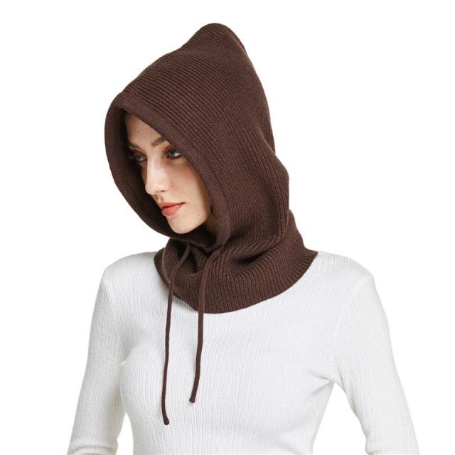 Unisex Knit Scarf Hood Hat Winter Women Cashmere Beanie Bonnet Lady Wool Neck Protect Balaclava Skellies Men Hooded Fashion Balaclava Shawl Women Winter Hat Soft Knitted Hooded Neck Collar Cap Beanie Hat Warm Scarf Unisex Bonnet Hooded Sc Stevvex