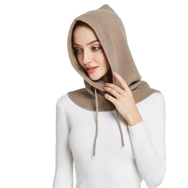 Unisex Knit Scarf Hood Hat Winter Women Cashmere Beanie Bonnet Lady Wool Neck Protect Balaclava Skellies Men Hooded Fashion Balaclava Shawl Women Winter Hat Soft Knitted Hooded Neck Collar Cap Beanie Hat Warm Scarf Unisex Bonnet Hooded Sc Stevvex