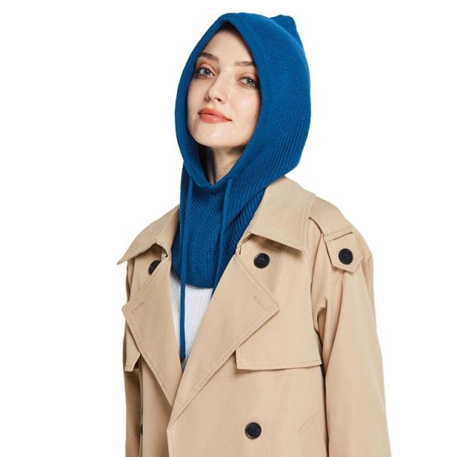 Unisex Knit Scarf Hood Hat Winter Women Cashmere Beanie Bonnet Lady Wool Neck Protect Balaclava Skellies Men Hooded Fashion Balaclava Shawl Women Winter Hat Soft Knitted Hooded Neck Collar Cap Beanie Hat Warm Scarf Unisex Bonnet Hooded Sc Stevvex