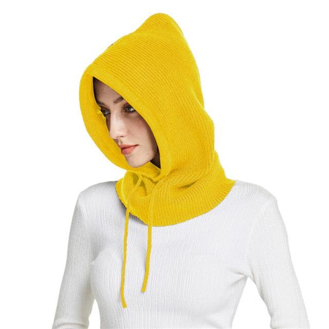 Unisex Knit Scarf Hood Hat Winter Women Cashmere Beanie Bonnet Lady Wool Neck Protect Balaclava Skellies Men Hooded Fashion Balaclava Shawl Women Winter Hat Soft Knitted Hooded Neck Collar Cap Beanie Hat Warm Scarf Unisex Bonnet Hooded Sc Stevvex