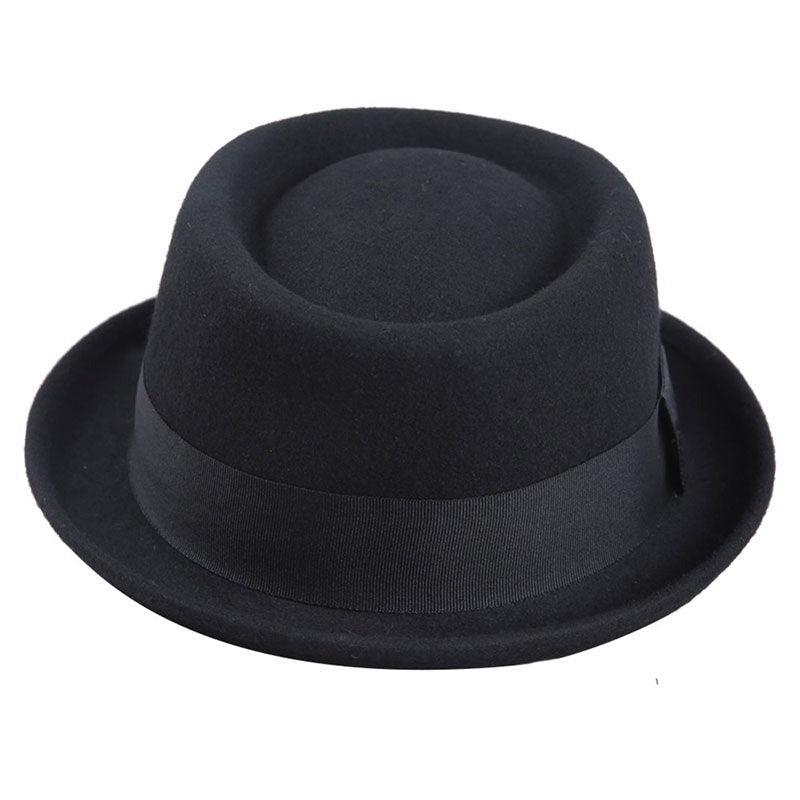 Vintage Pork Pie Hat Men Short Brim Cotton Pork Pie Hat Men's Porkpie Hats Flat Top Fedora Black Hat Mans Simple Gentlemen Party Hat Classic Design Soft Light Weight Hat Dress Hat Sun Hat Stevvex