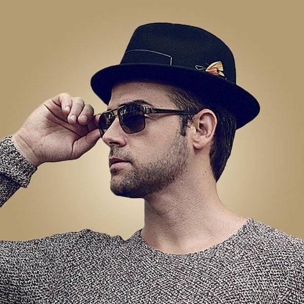 Vintage Pork Pie Hat Men Short Brim Cotton Pork Pie Hat Men's Porkpie Hats Flat Top Fedora Black Hat Mans Simple Gentlemen Party Hat Classic Design Soft Light Weight Hat Dress Hat Sun Hat Stevvex