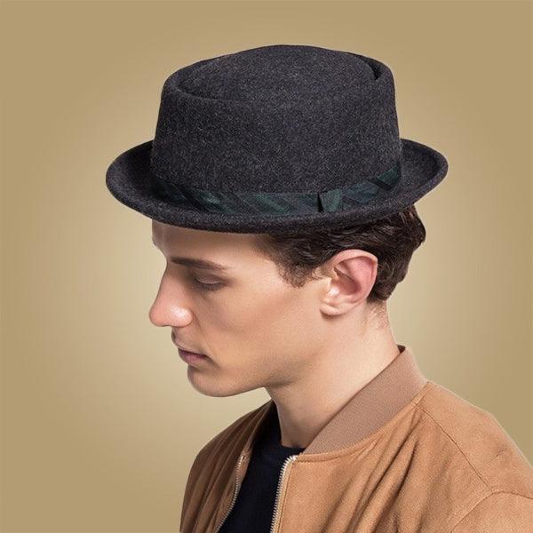 Vintage Pork Pie Hat Men Short Brim Cotton Pork Pie Hat Men's Porkpie Hats Flat Top Fedora Black Hat Mans Simple Gentlemen Party Hat Classic Design Soft Light Weight Hat Dress Hat Sun Hat Stevvex