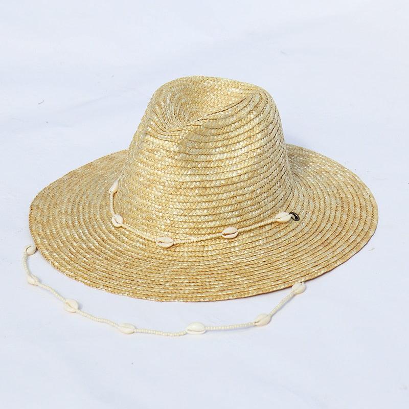 Vintage Seashells Beaded Beach Hats With Chain For Women Elegant Outdoor Ladies Hat Beach Hats Women Seashells Sun Hat Fashion Straw Fedoras Sun Hats Summer Portable Charming Hat Stevvex
