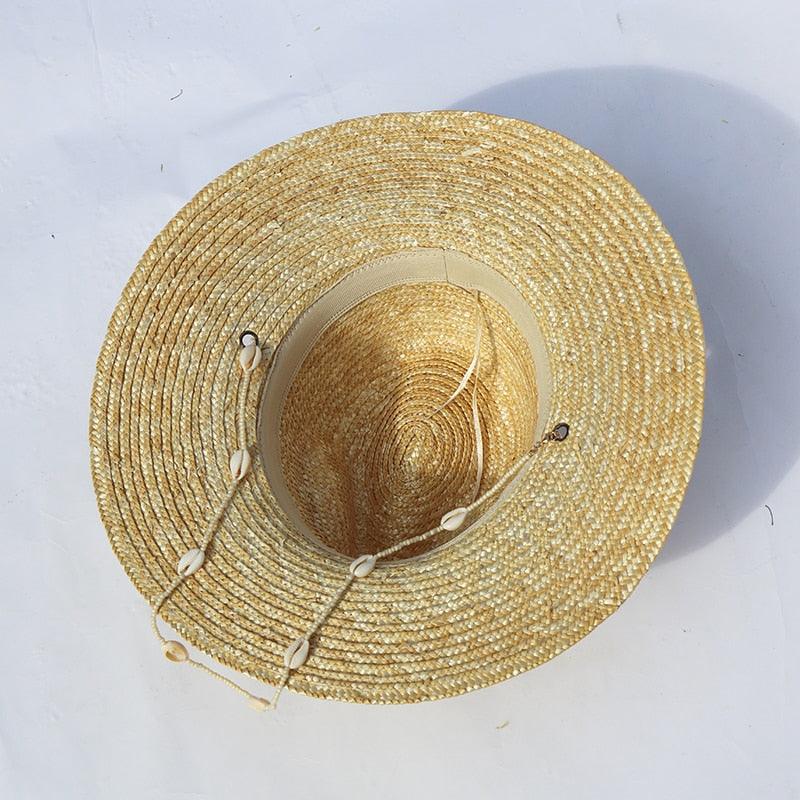 Vintage Seashells Beaded Beach Hats With Chain For Women Elegant Outdoor Ladies Hat Beach Hats Women Seashells Sun Hat Fashion Straw Fedoras Sun Hats Summer Portable Charming Hat Stevvex