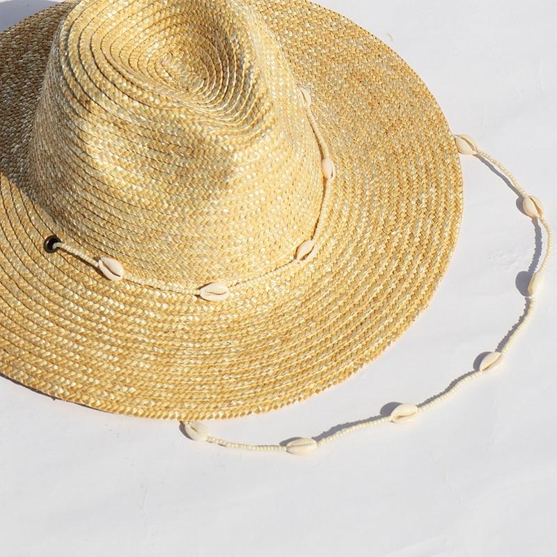 Vintage Seashells Beaded Beach Hats With Chain For Women Elegant Outdoor Ladies Hat Beach Hats Women Seashells Sun Hat Fashion Straw Fedoras Sun Hats Summer Portable Charming Hat Stevvex