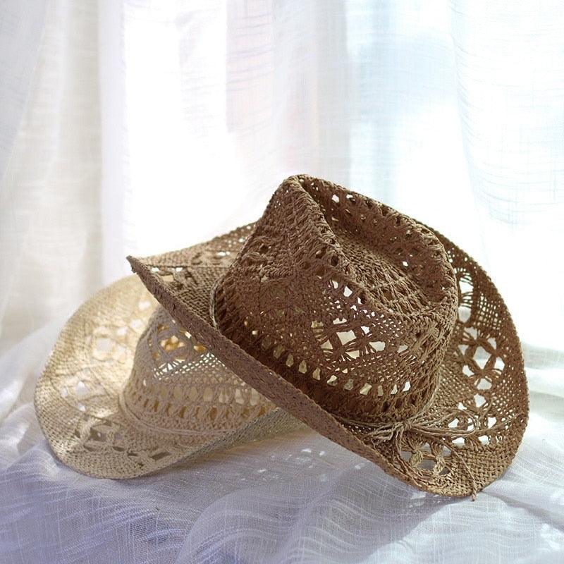 Vintage Straw Cowboy Hat Hand Made Beach Straw Hat Summer Outdoor Men's And Women's Big Brim Sun Hat  Elegant Party Cap Sun Protection Unisex Hats Breathable Hat Stevvex