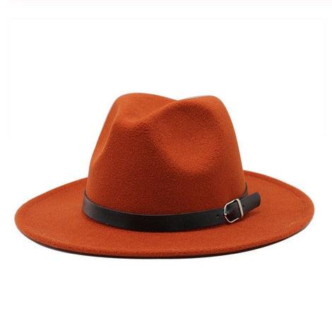 Vintage Winter Autumn Woolen Women Men Belt Buckle Fedora Hat Classic Wide Brim Floppy Hat Retro Warm Top Hat Vintage Cap Women Fedoras Durable Hat Stevvex