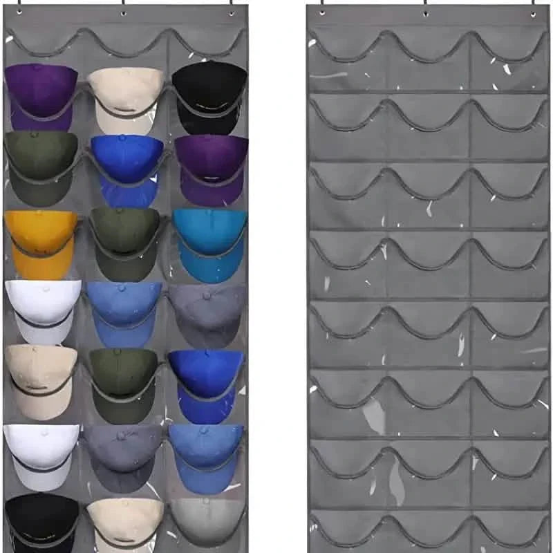 Visible Baseball Hat Rack for Wall Door with 3 Hooks 24 Deep Pockets DailySale