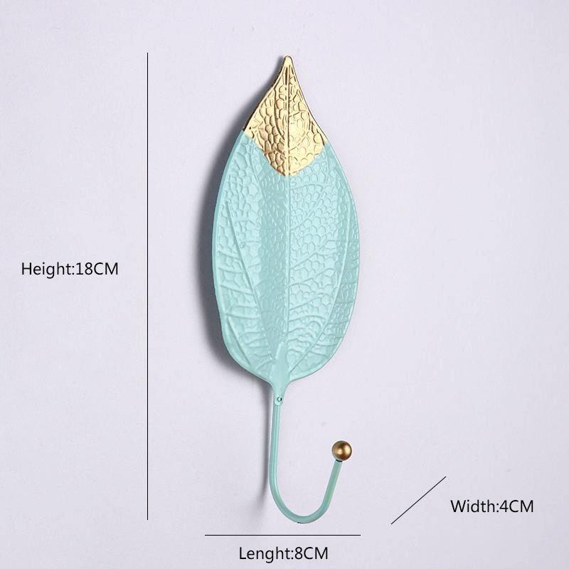 Wall Coat Rack Clothes Hanger Home Decoration Accessories Wall Hooks for Hanging Clothes Blue Leaves/Golden Leaves Home Storage Decorative Leaves Iron Hooks Tropic Plant Wall Mounted Single Clothes Hangers Decorative Hanger Hanging Hooks Stevvex