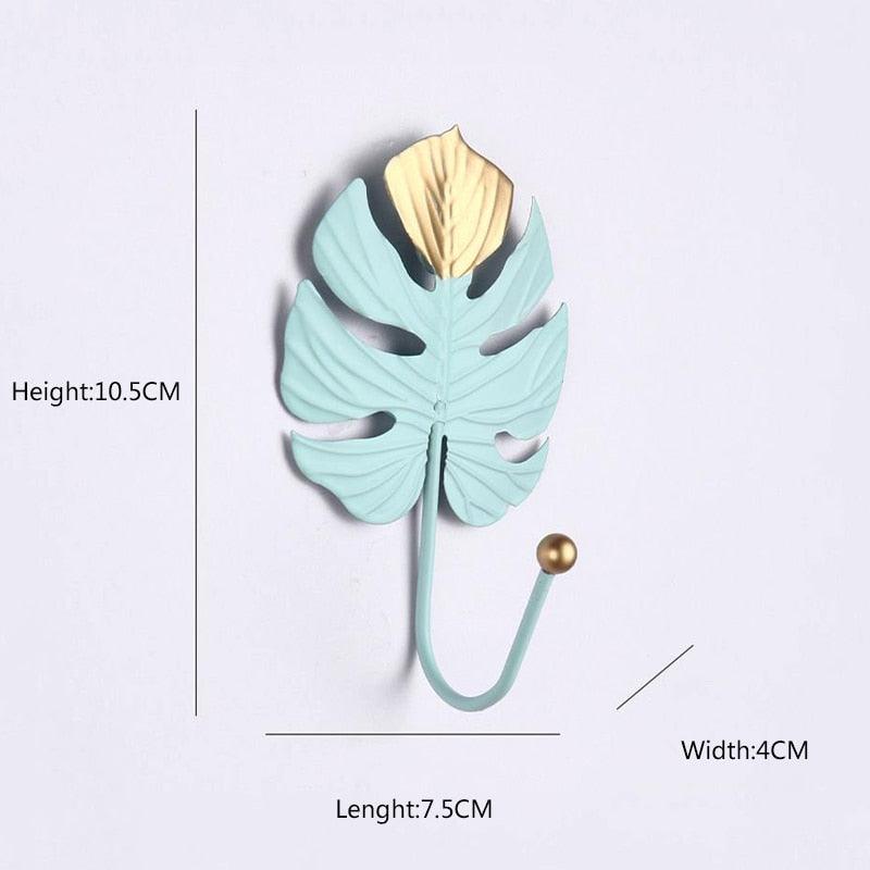 Wall Coat Rack Clothes Hanger Home Decoration Accessories Wall Hooks for Hanging Clothes Blue Leaves/Golden Leaves Home Storage Decorative Leaves Iron Hooks Tropic Plant Wall Mounted Single Clothes Hangers Decorative Hanger Hanging Hooks Stevvex