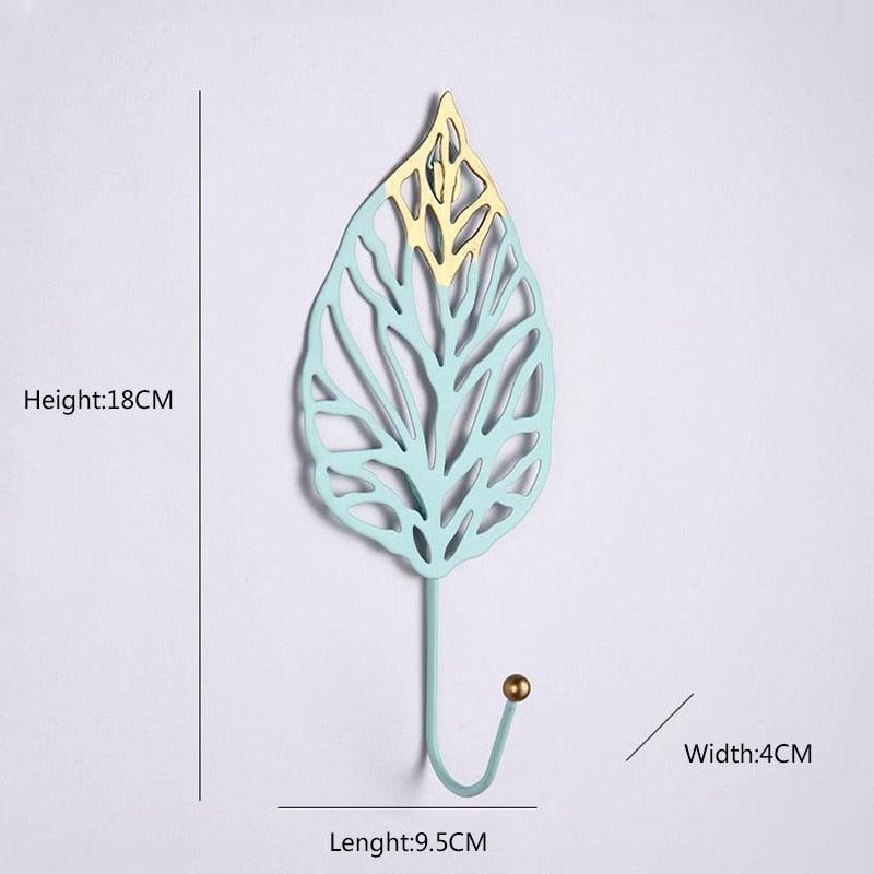 Wall Coat Rack Clothes Hanger Home Decoration Accessories Wall Hooks for Hanging Clothes Blue Leaves/Golden Leaves Home Storage Decorative Leaves Iron Hooks Tropic Plant Wall Mounted Single Clothes Hangers Decorative Hanger Hanging Hooks Stevvex