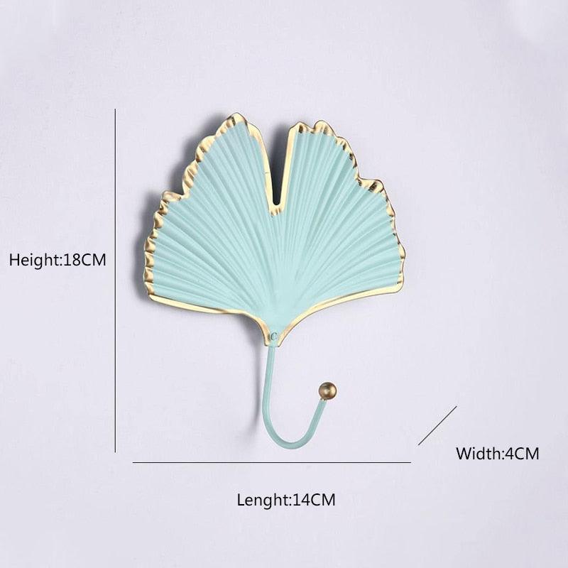 Wall Coat Rack Clothes Hanger Home Decoration Accessories Wall Hooks for Hanging Clothes Blue Leaves/Golden Leaves Home Storage Decorative Leaves Iron Hooks Tropic Plant Wall Mounted Single Clothes Hangers Decorative Hanger Hanging Hooks Stevvex