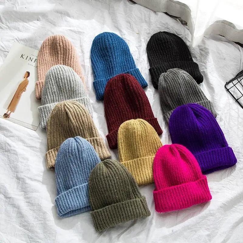 Warm Winter Casual Soft Beanies Cute Unisex Comfortable Knitted Outdoor Autumn Caps For Cold Weathers Thick Colorful Cap For Adults Stevvex