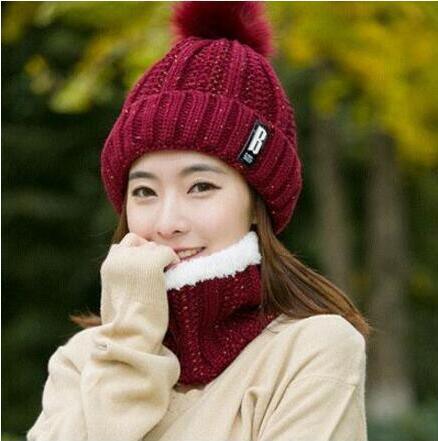 Warm Winter Skellies Beanies Knitted Hat Women Brand High Quality Winter Women Ball Ski Wool Fur Hat Pompoms Hats Knitted Scarf Women's Winter Beanie Hat, Warm Fleece Lined Knitted Soft Ski Cuff Cap with Pompom Stevvex