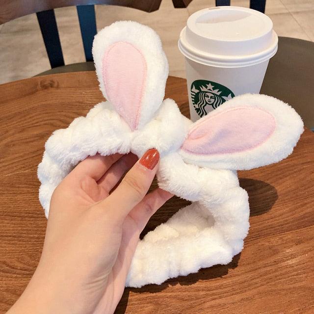 Wash Face Women Girls Hairbands Soft Warm Coral Fleece Bow Animal Ears Headbands Headwear Hair Bands Turban Gorgeous Hair Accessories For Women Stevvex