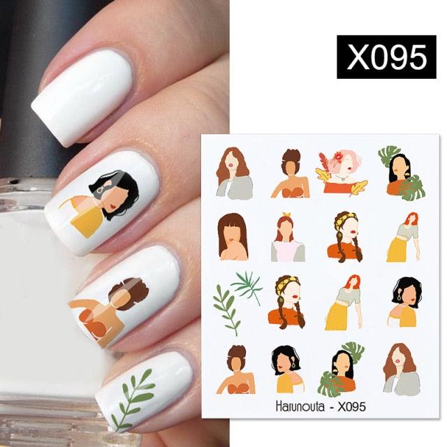 Water Nail Stickers Women Face Sketch Abstract Butterfly Image Sexy Girl Nail Art Decor Sliders Manicures For Nails Decoration Decal Self-Adhesive 3D Wave Design Decoration for Women Girls Tape Nail Art Stickers Decal Decoration