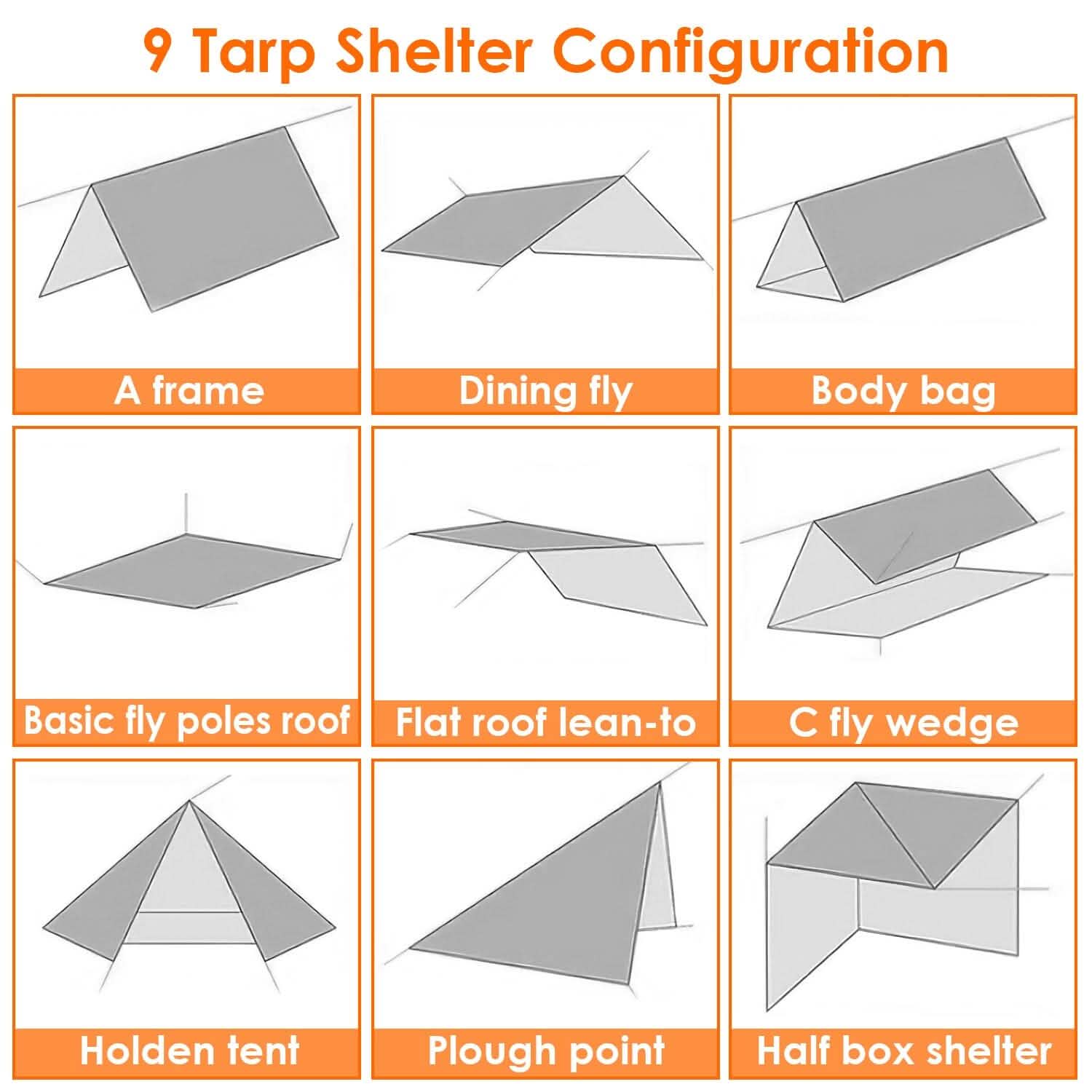 Waterproof Camping Tarp Kit Tent Canopy Awning Portable Rain Fly