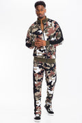 Men’s Camo Zip Jacket & Jogger Tracksuit Set