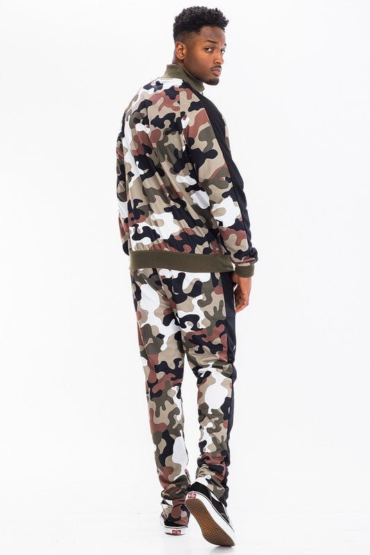 Men’s Camo Zip Jacket & Jogger Tracksuit Set