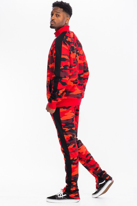 Men’s Camo Zip Jacket & Jogger Tracksuit Set