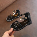 Western Style Pink Girls Sandals with Pearl Charm