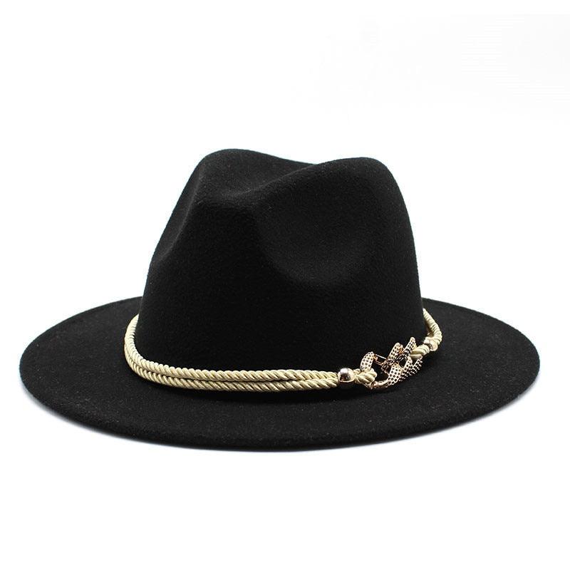 White Elegant Wide Brim Simple Hat Summer Women Lady Retro Wide Brim Hat Charming Fedora Hat Solid Color Fedoras Hat With Chain Men Women Cotton Comfortable Jazz Cap 56-58cm Stevvex