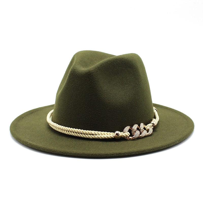 White Elegant Wide Brim Simple Hat Summer Women Lady Retro Wide Brim Hat Charming Fedora Hat Solid Color Fedoras Hat With Chain Men Women Cotton Comfortable Jazz Cap 56-58cm Stevvex