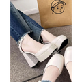 White Patent Super High Heel Platform Mary Janes
