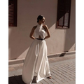 White Sexy Sleeveless Halter Backless Jumpsuit
