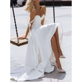White Strapless Wedding Gown eBay Sexy Sling High Slit