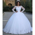 White Vintage Lace Applique Wedding Dress