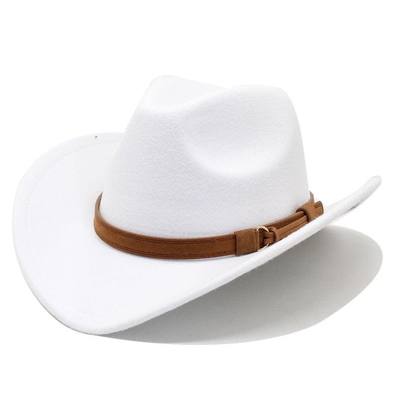 White Western Cowboy Cap For Men's Vintage Unique Water-Resistant Classic Cowboy Hat Wedding Party White Wool Wide Brim Fedoras Winter Luxury Elegant Hats For Autumn Stevvex