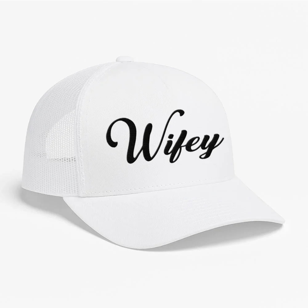 Embroidered Wifey Trucker Hat – Classic Mesh Cap for Wedding or Anniversary Adorb Custom Tees