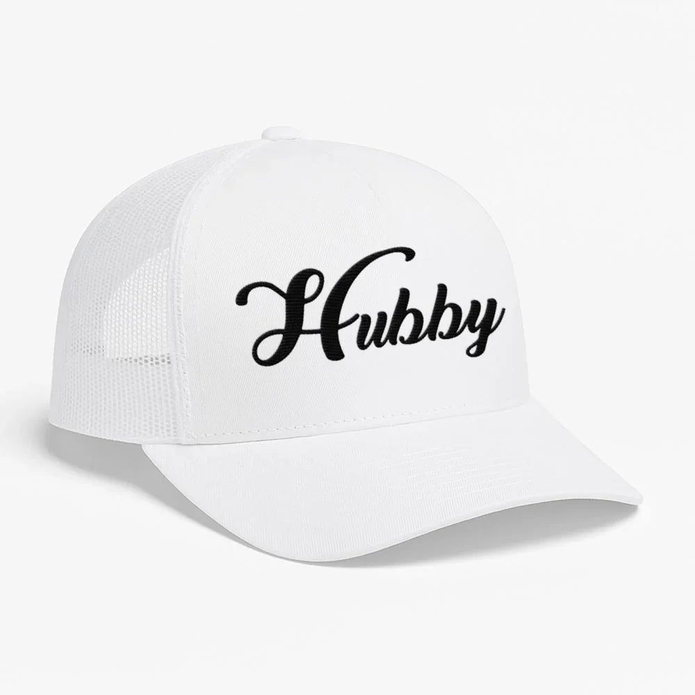 Embroidered Hubby Trucker Hat – Classic Mesh Cap for Wedding or Anniversary Adorb Custom Tees