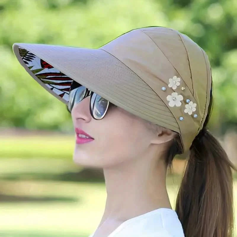 Wide Brim Sun Visor Foldable Picnic Hat Beach UV Protection Scallop Cap DailySale