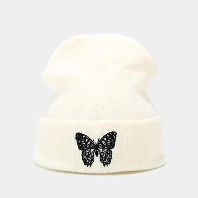 Winter Comfortable Butterfly Warm Caps Soft Elastic Outdoor Elegant Cap For Women And Men Stretchy Cold Weather Caps Stevvex
