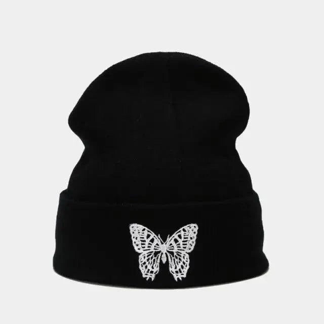 Winter Comfortable Butterfly Warm Caps Soft Elastic Outdoor Elegant Cap For Women And Men Stretchy Cold Weather Caps Stevvex