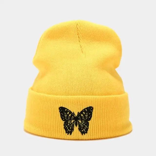 Winter Comfortable Butterfly Warm Caps Soft Elastic Outdoor Elegant Cap For Women And Men Stretchy Cold Weather Caps Stevvex