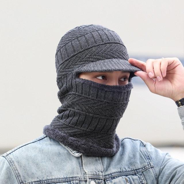 Winter Hat Skullies Beanies Hats Winter Beanies for Men Women Wool Zipper Scarf Caps Balaclava Mask Gorgas Bonnet Knitted Hat Warm Fleece Balaclava Windproof Ski Mask Cold Weather Face Mask Motorcycle Balaclava Hood Warmer Winter Sports Cap Stevvex